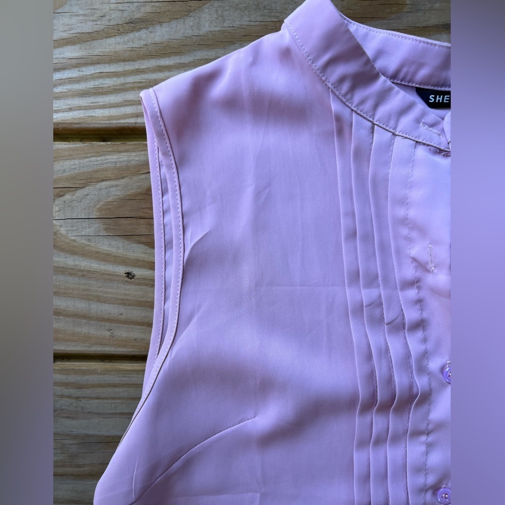 SHEIN mock neck button front sleeveless pink large blouse - Picture 4 of 16